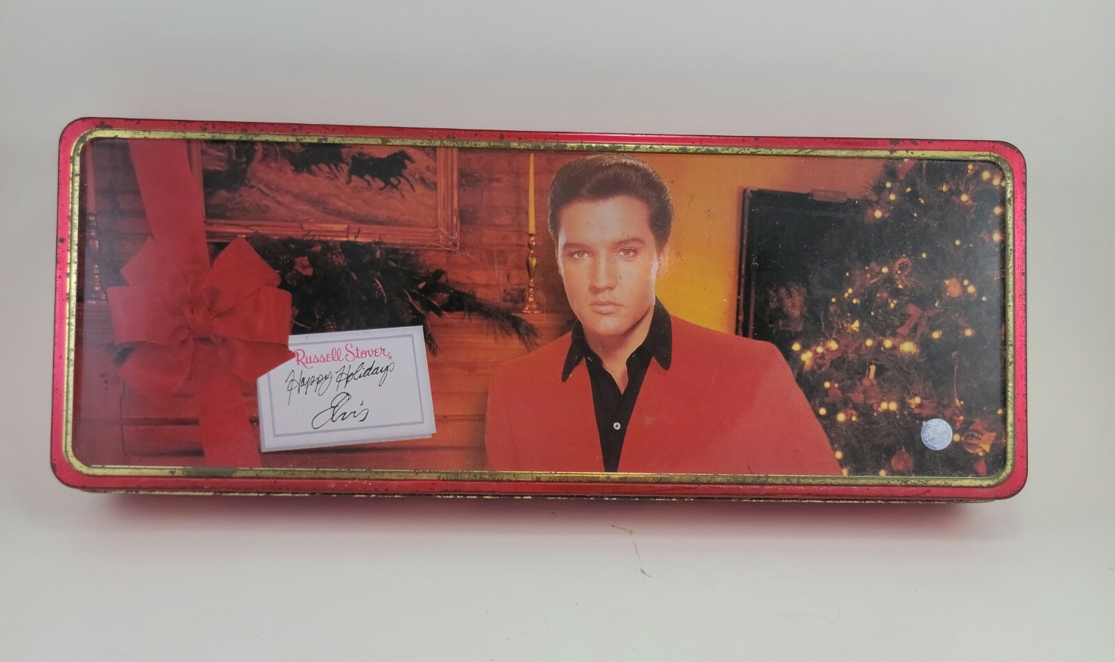 Elvis Presley Tin Russell Stover Shows his signature Elvis Presley Enterprises