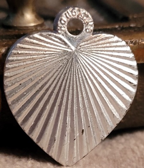 Vintage large plastic silver chrome KEY TO MY HEART charm prize jewelry