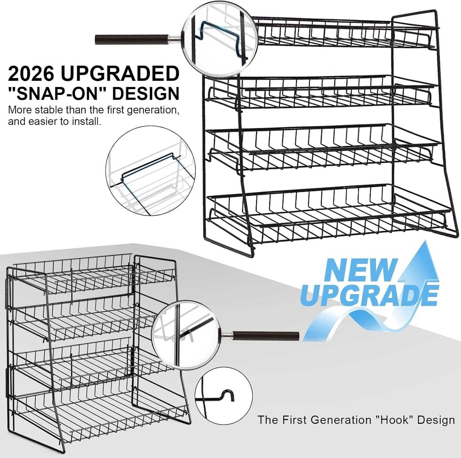 2026 Upgraded 4-Tier Candy Display Rack – Metal Snack Organizer for Countertop