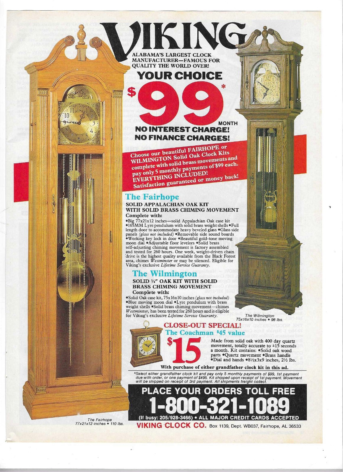 1988 Viking Clock Company Grandfather Clocks & Ortho Information Services Ads