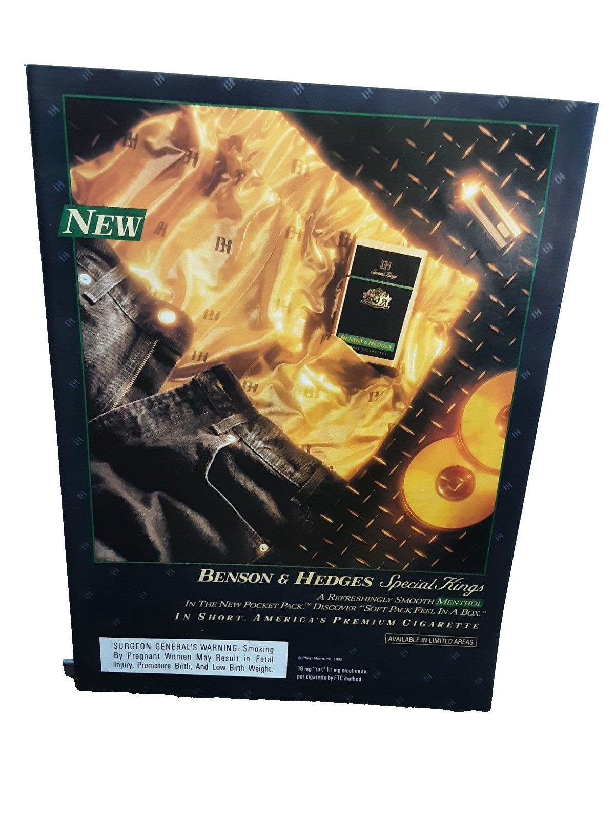 1993 Benson & Hedges Cigarettes Ad Vintage Special Kings Menthol Print