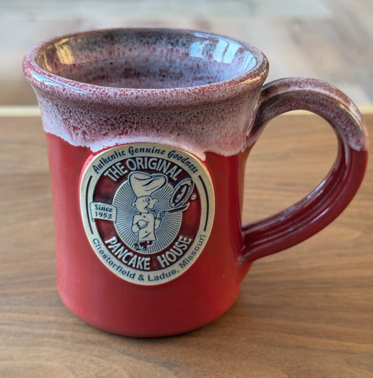 Deneen Pottery Red Mug for The Original Pancake House, Missouri