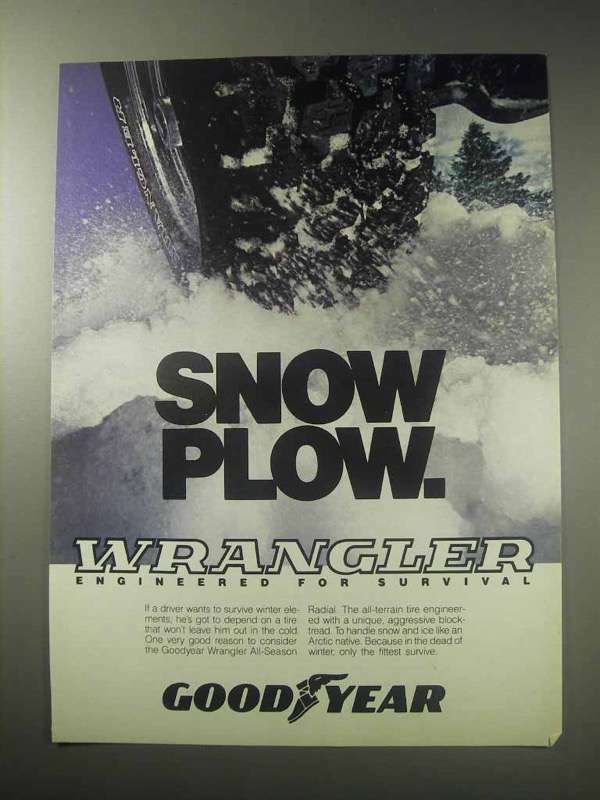 1985 Goodyear Wrangler All-Season Radial Tire Ad – Snow