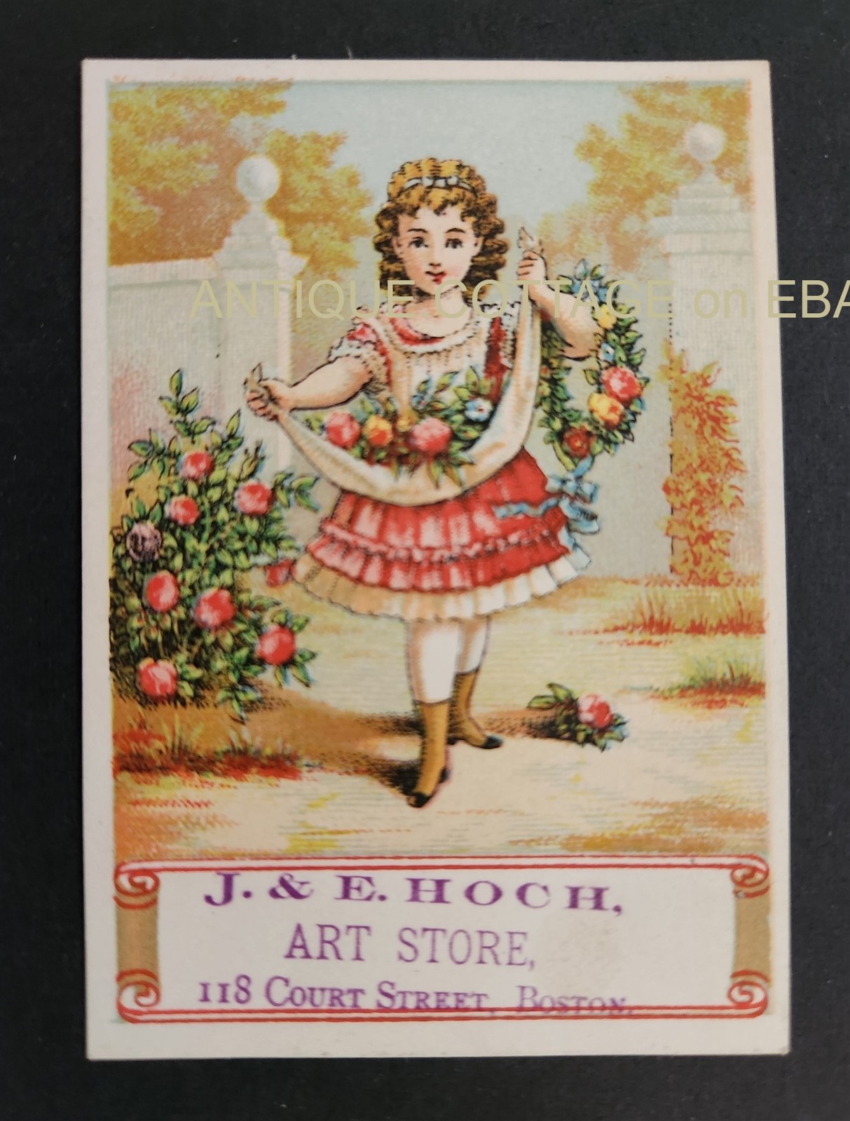 1880 antique J & E HOCH boston ma ART STORE trade card AD