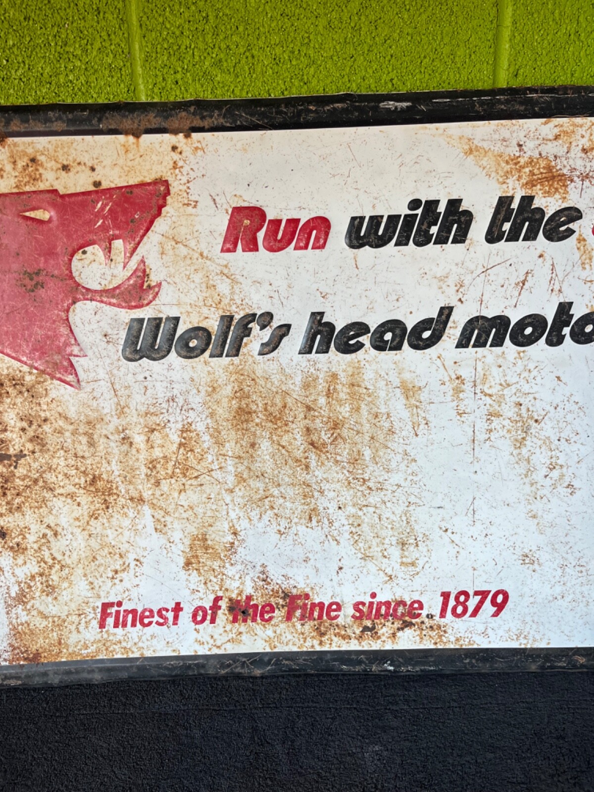 Vintage Metal Advertisement Sign “Wolf’s Head Motor Oil”