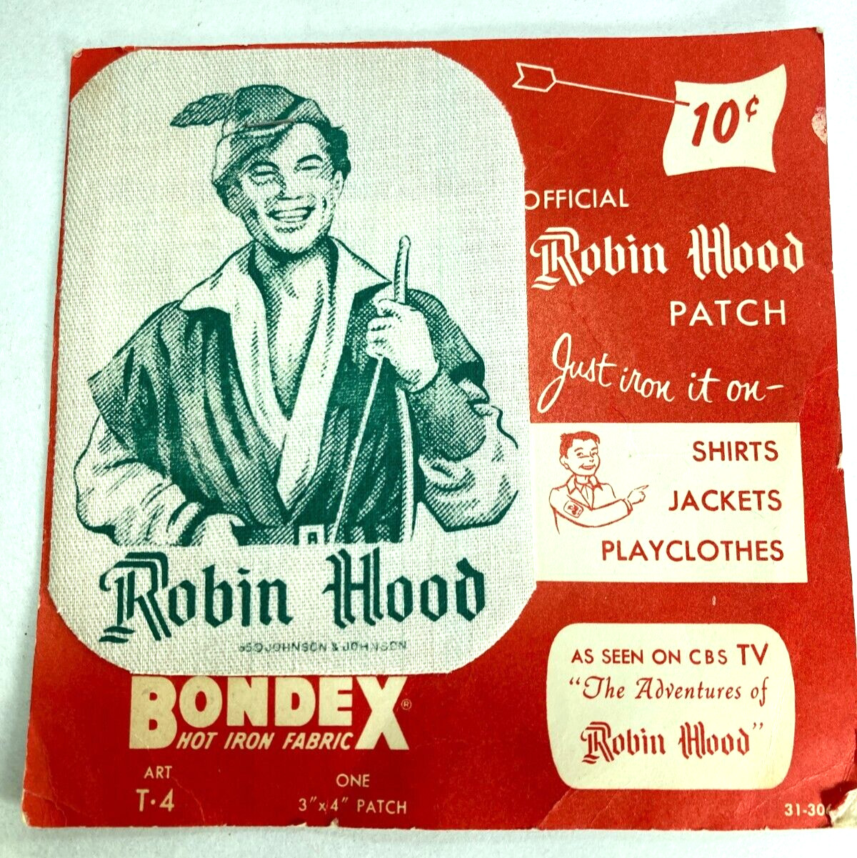 1950’s Bondex Robin Hood Patch #31-306 Litho USA Iron on “as seen on TV”