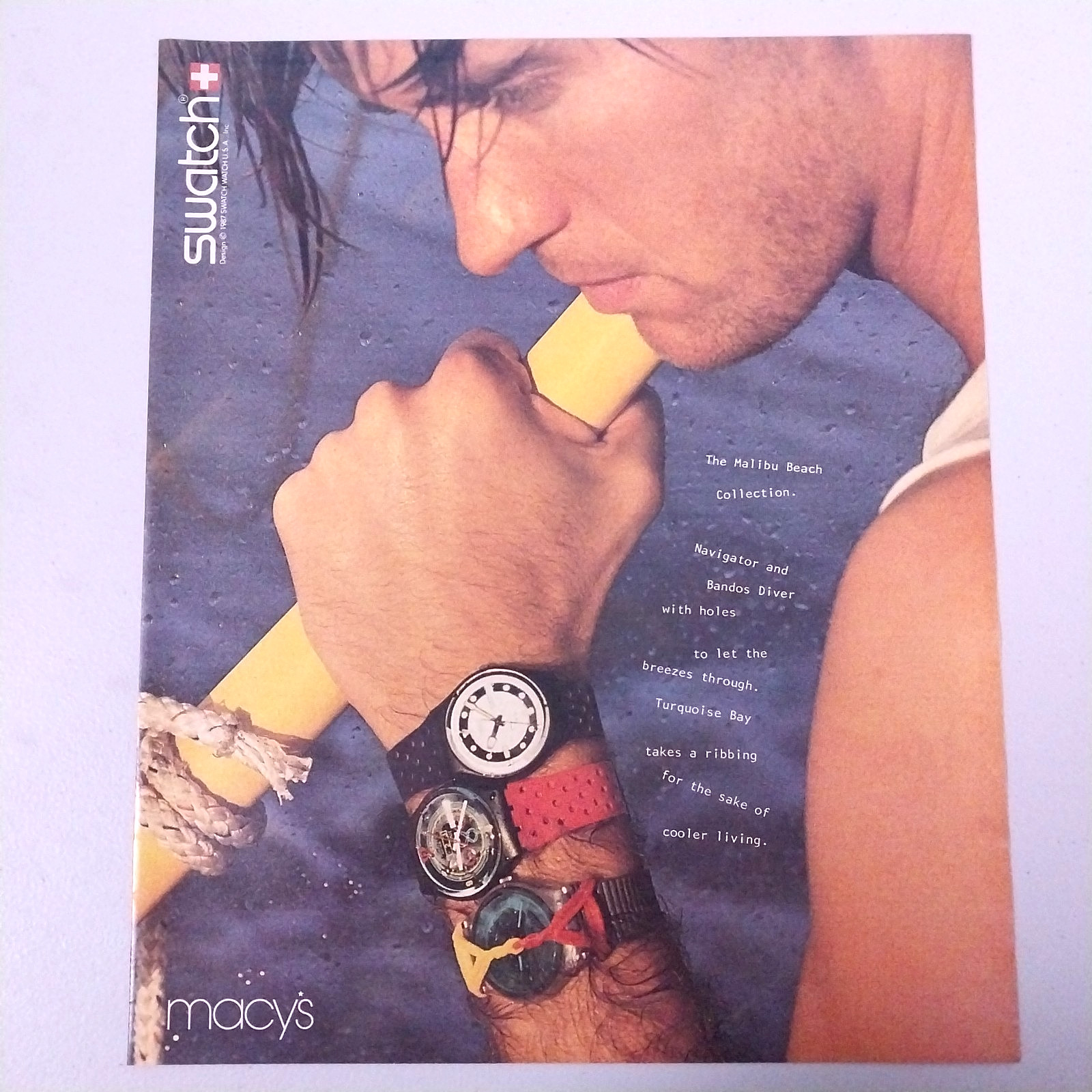 1987 Macy’s Swatch Watch – Vintage Print Ad Original Magazine Full Page