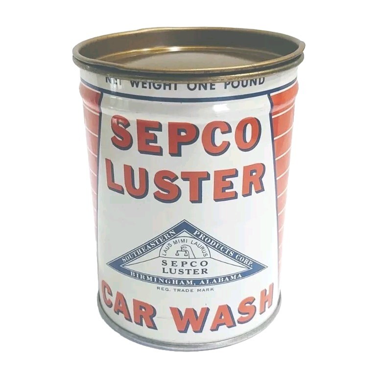 Sepco Luster car wash tin Can 1 pound Birmingham Alabama Vintage Empty