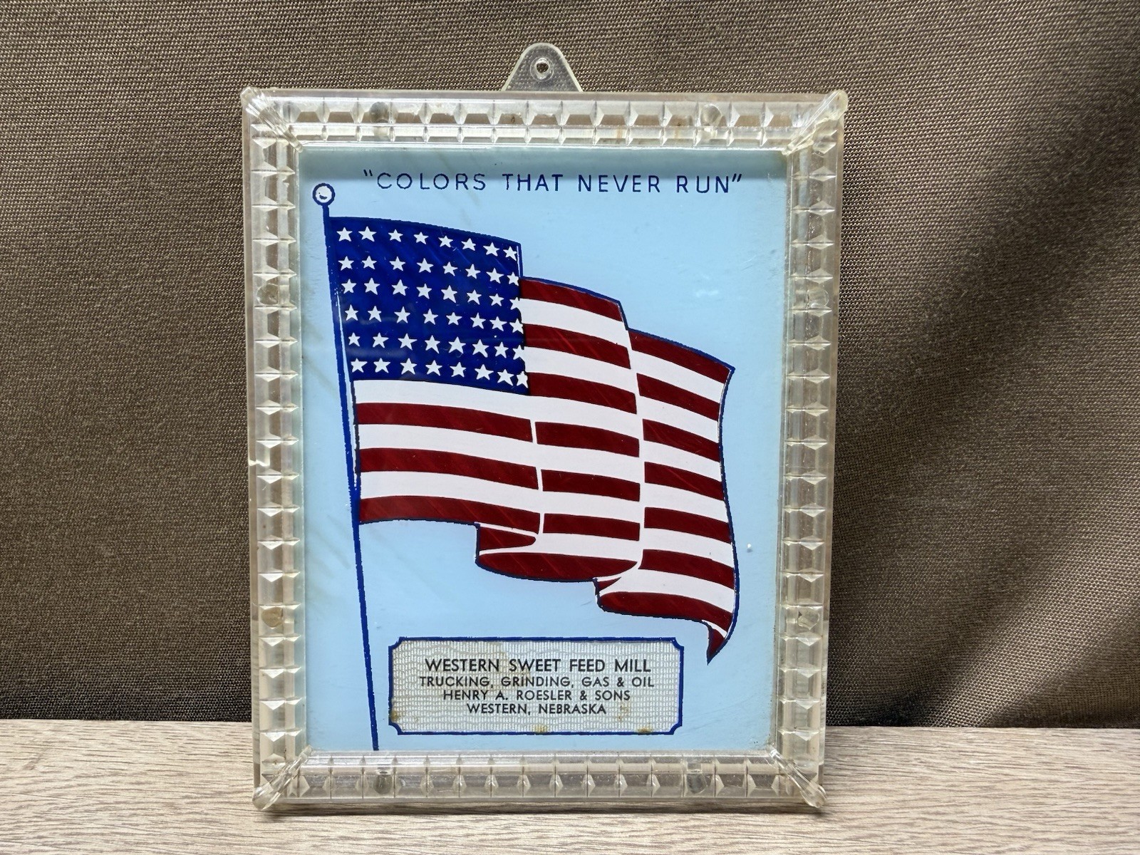 Vintage Western Sweet Feed Mill Advertising Ad American Flag Picture Art Frame