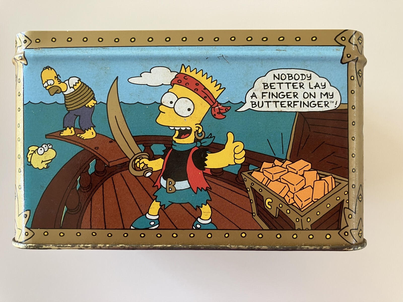 1992 Nestle Butterfinger The Simpsons Pirate-Themed Tin Piggy Bank