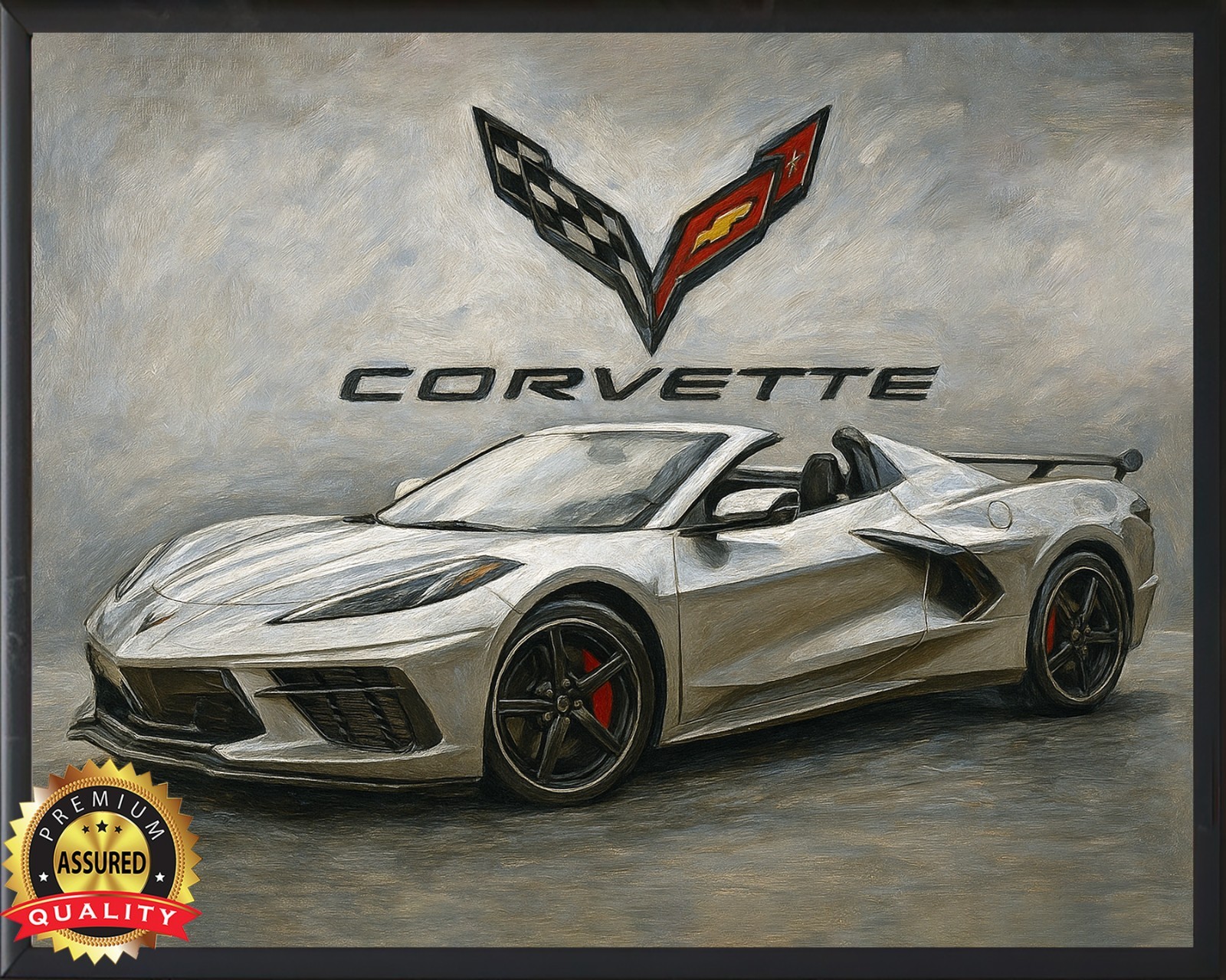 2022 CORVETTE – STINGRAY – HYPERSONIC GREY – Painting – 11 x 14 Metal Sign