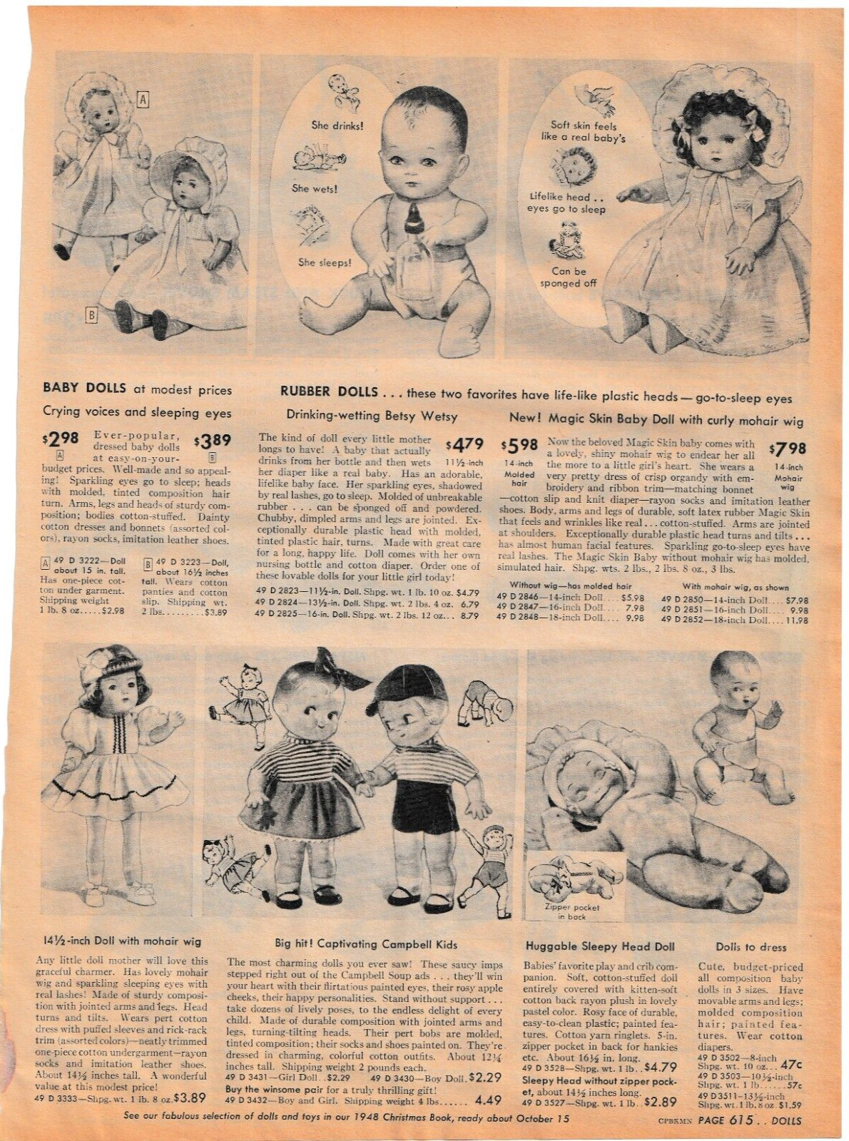 SEARS All-Steel Locomotive Truck Steam Shovel Dolls Toys 1948 SEARS CATALOG Ad