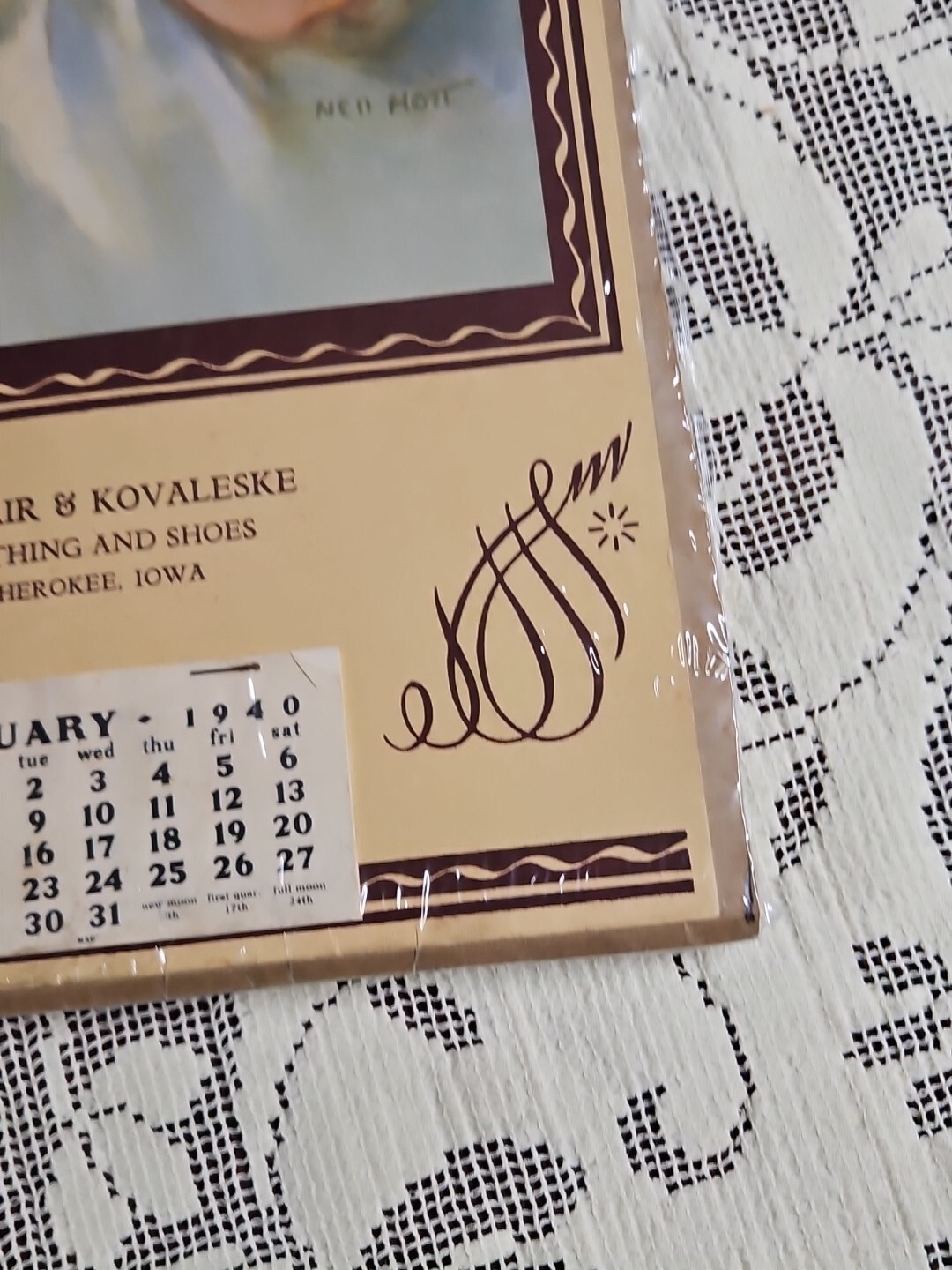 1940 St Clair-Kovaleske Clothing-Shoes Calendar Baby Cherokee Iowa THIS FAMILY?
