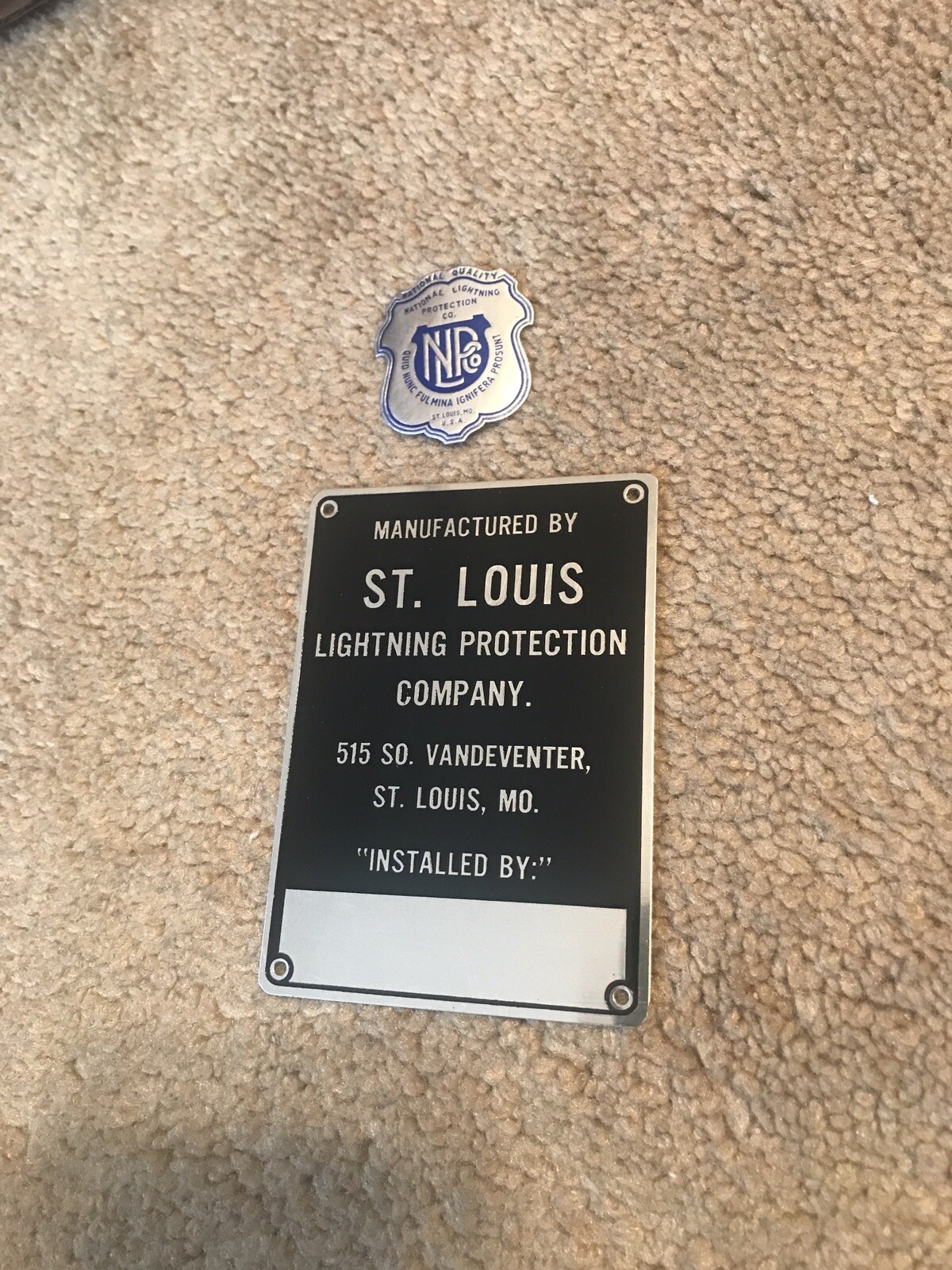 Vintage Original 1930s ST. LOUIS LIGHTNING PROTECTION Metal Sign-Metallic Emblem