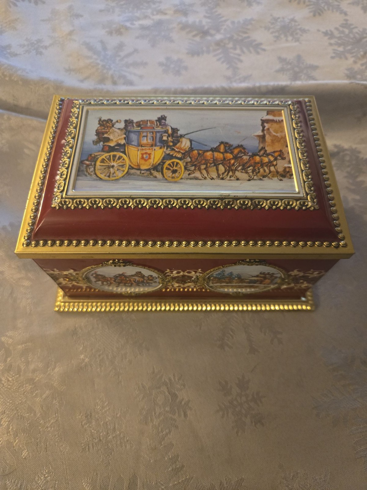 Vintage Klann Quality Western Germany Stagecoach Litho Metal Tin