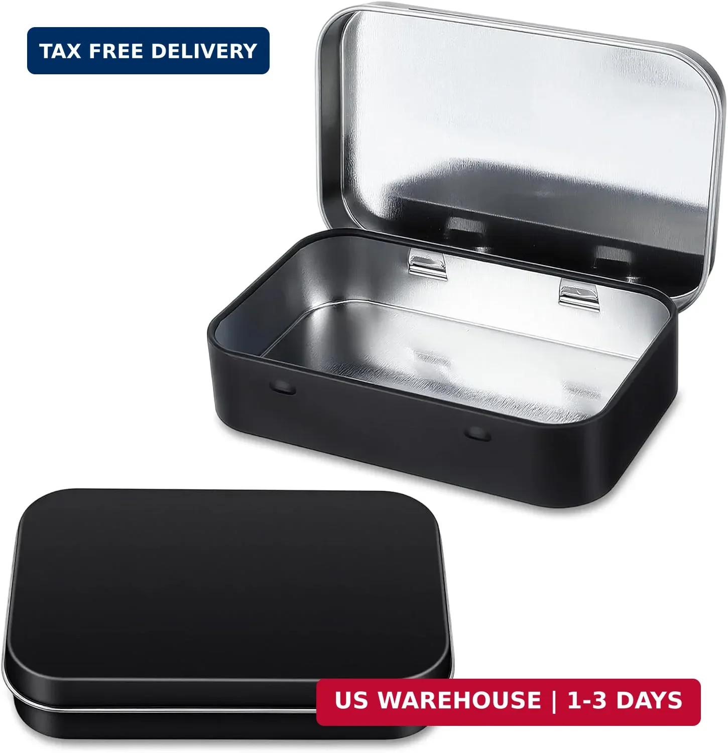 Nogeqi 2 pcs Metal Tin Box, Small Metal Tin, Rectangular Tin Box with Lid,Metal