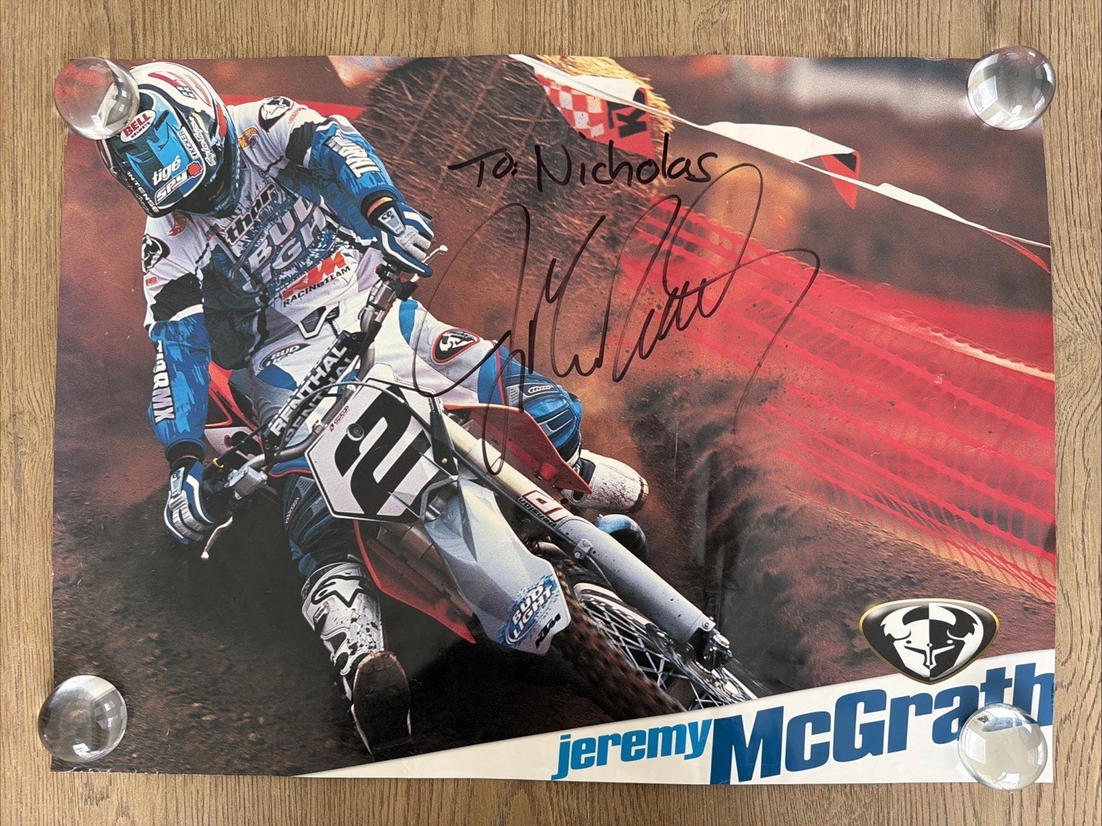 Jeremy McGrath Motorcross Signed 23×16 Poster Inscribed Bud Light