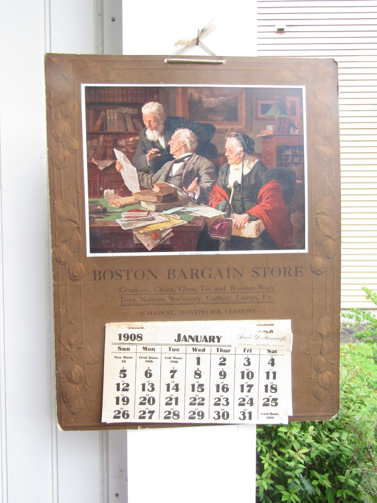 Antique 1908 Boston Bargain Store Boston Mass Advertising Calendar
