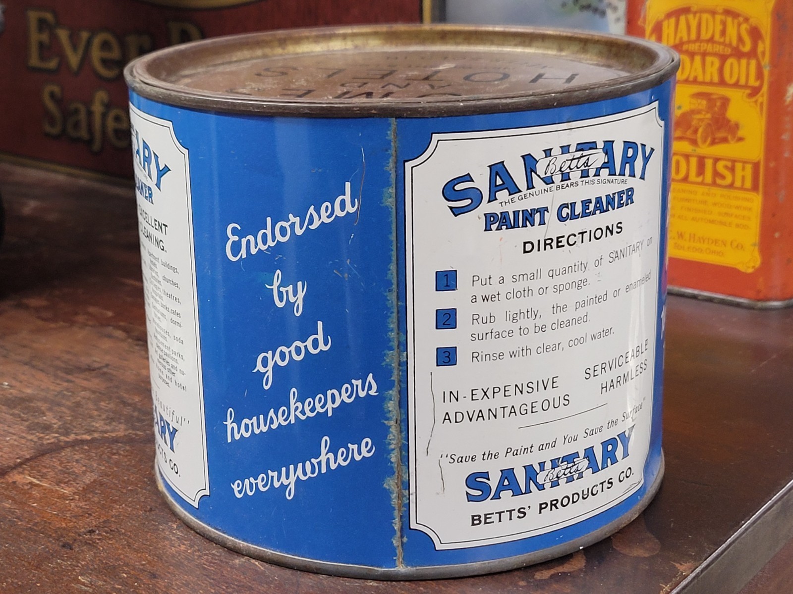 1920s Betts Sanitary Paint Cleaner Tin Can Washington DC Vintage Art Deco EXC