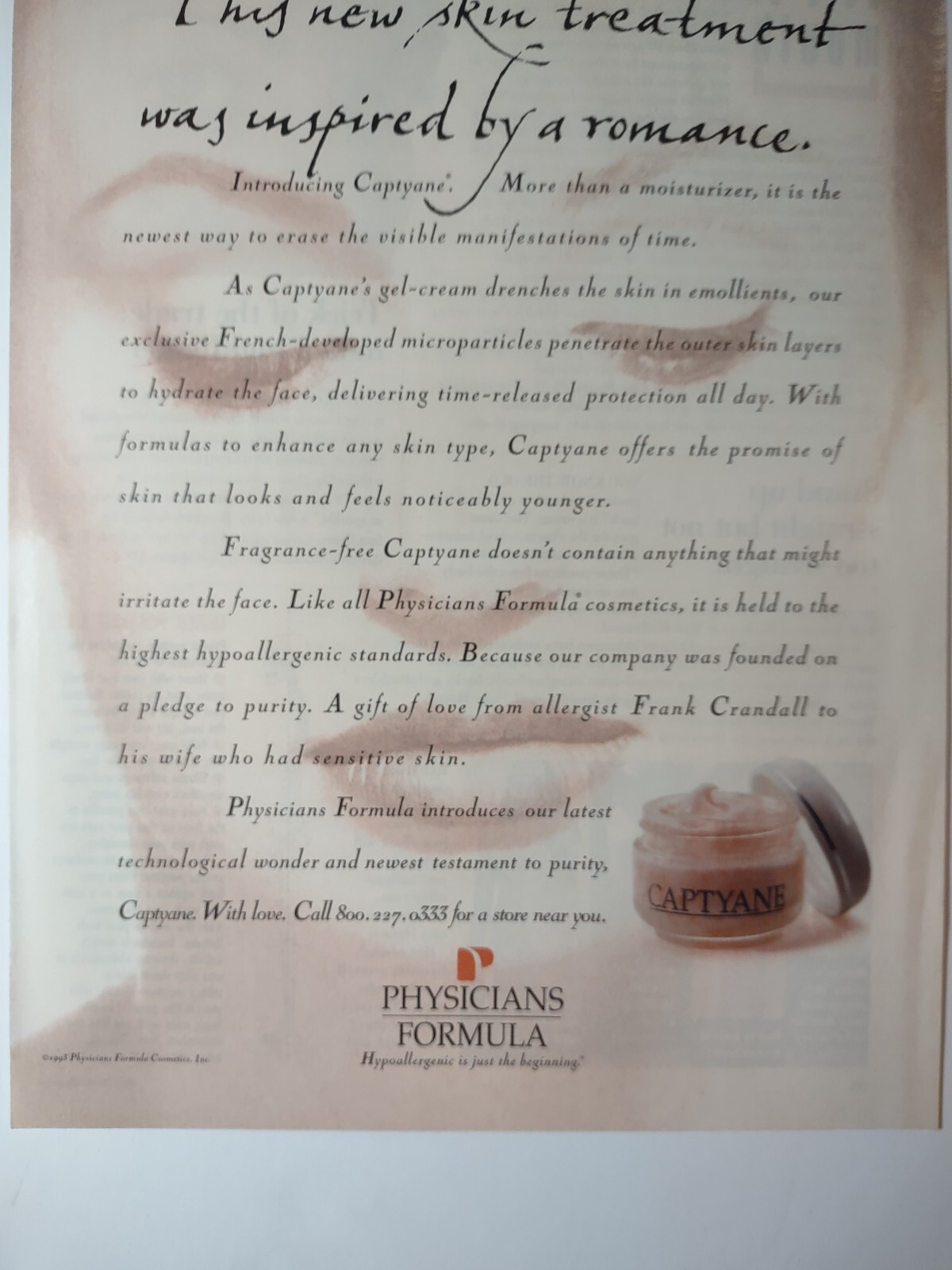 Vintage 1990s Print Ad Physicians Formula Captyane Skin Treatment