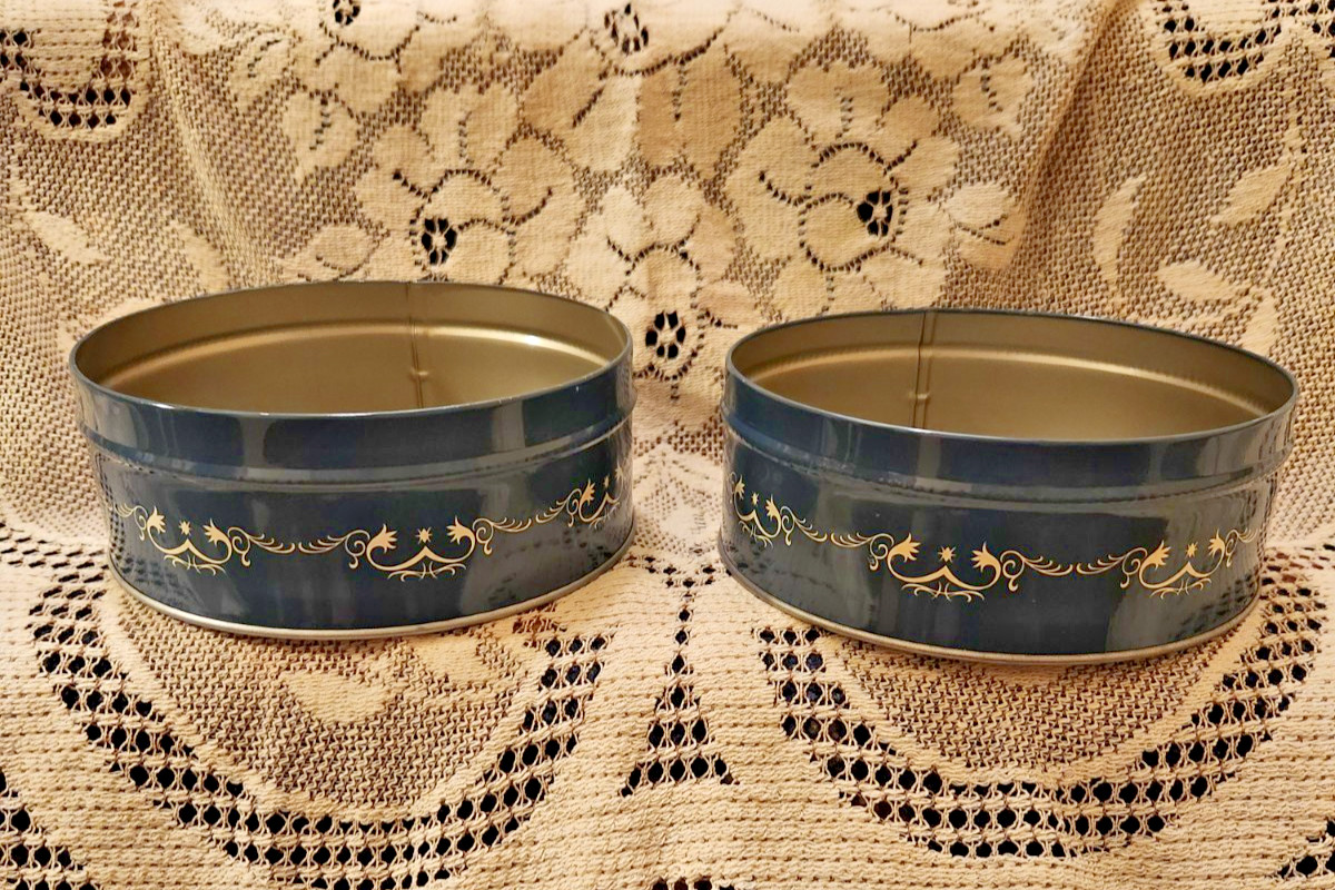 2 Vintage collectible Shirley Jean fruitcake tins from the Capitol Cake Company