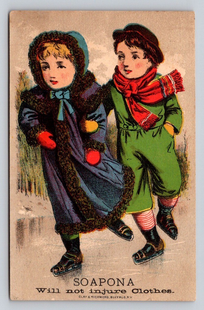 R W Bell Soapana Children Ice Skating Winter Scene P164