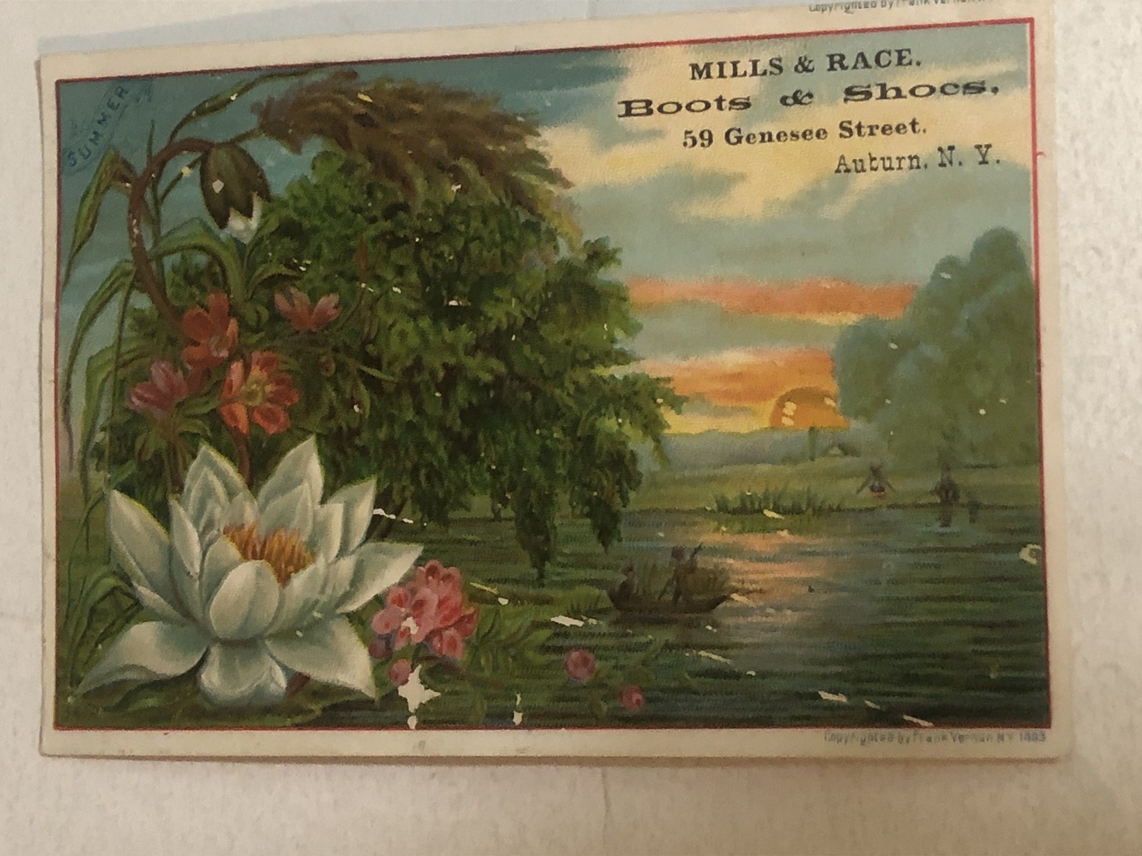 Mills & Race Boots And Shoes Auburn New York Victorian Trade Card VTC 7