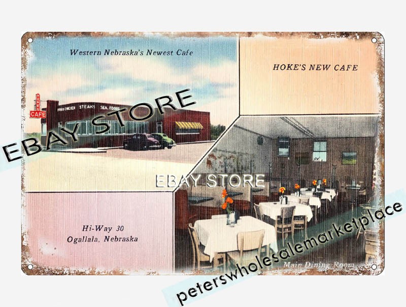 1930-45 Hoke’s New Cafe, Ogallala, Nebraska tin sign household decorative items