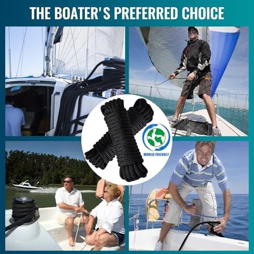 2 Pack 3/8″ x 20′ Boat Dock Lines for Boat & Pontoon, Premium Marine- Grade D…
