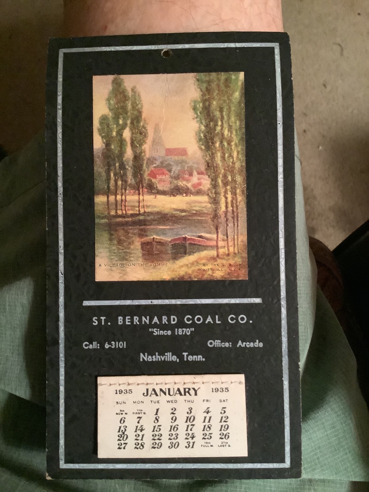 1935 St Bernard Mining Co Nashville TN newspaper Calendar office: Arcade