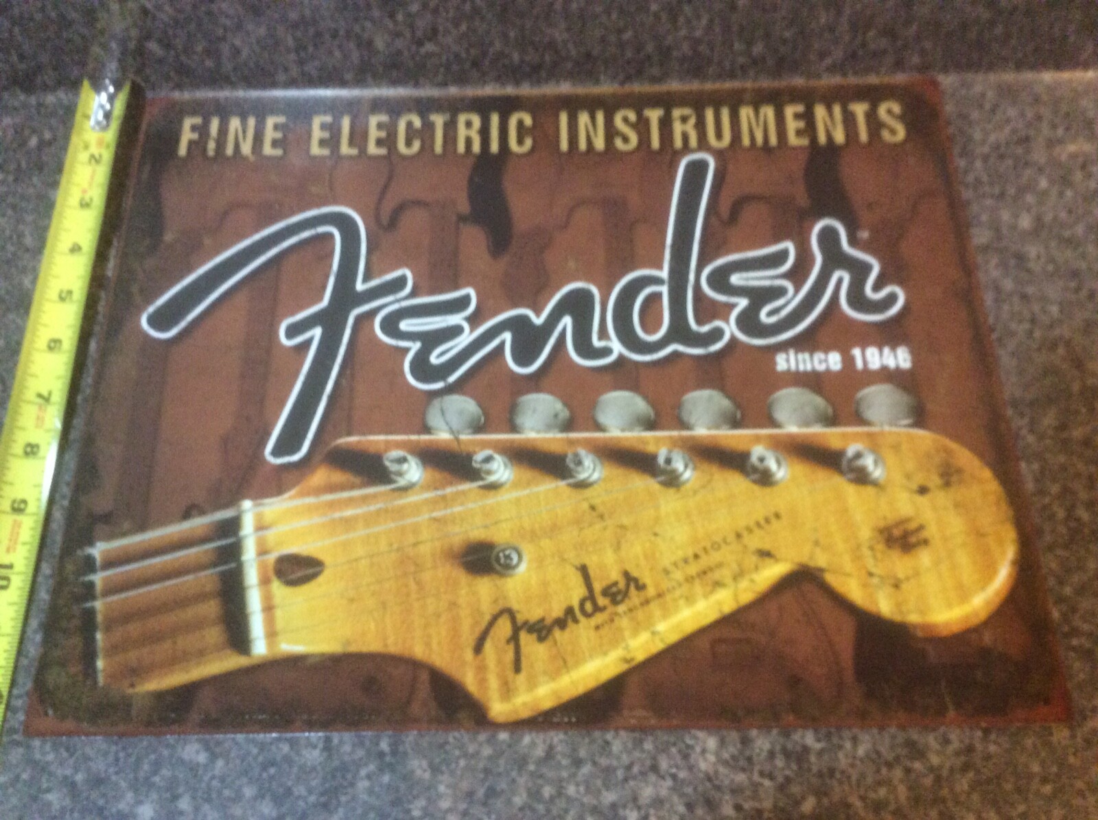 Fender Guitar Distressed Retro Metal Tin Sign