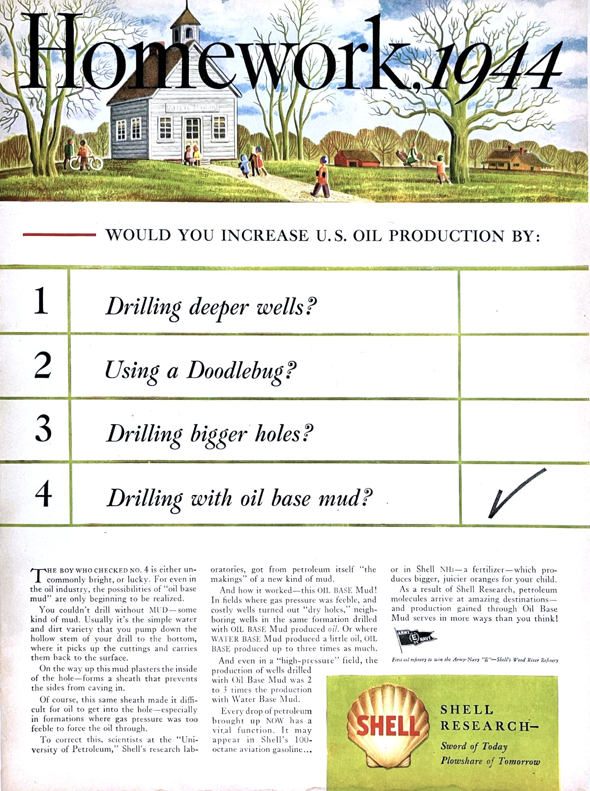 Shell Oil Homework 1944 Energy Education Illustration 1944 Vtg Magazine Print Ad