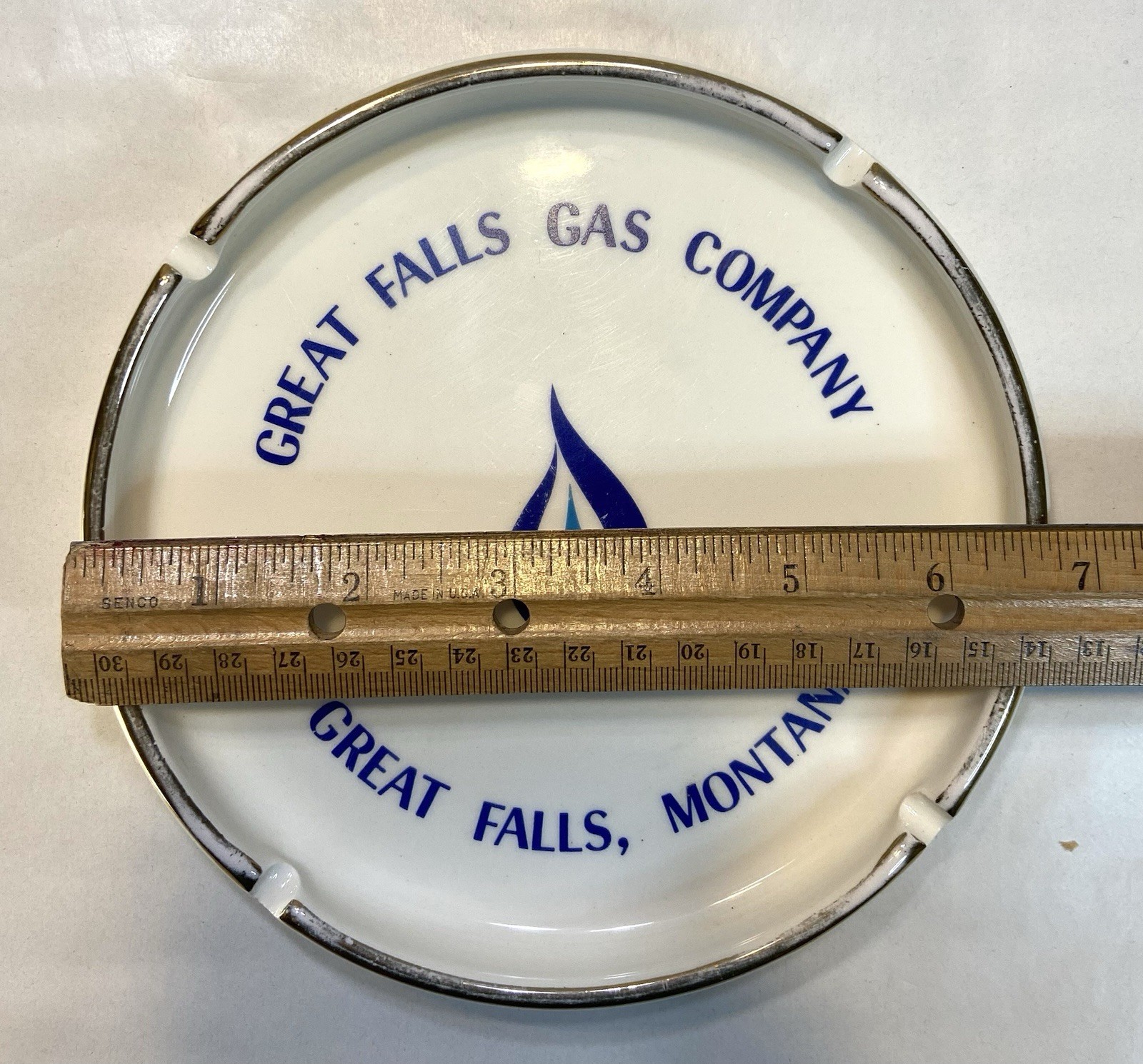 Great Falls Montana Gas Company Advertising Ashtray 6.75” Vintage EB27