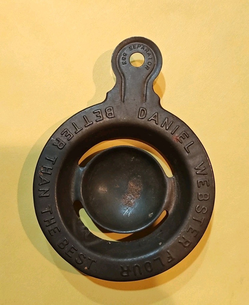 Vintage Tin Advertising Egg Separator~ Daniel Webster Flour-Better Than The Best