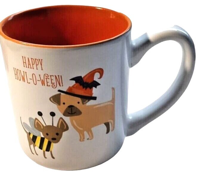 SHEFFIELD HOME HAPPY HOWL-O-WEEN PUG & CHIHUAHUA COSTUME CERAMIC COFFEE MUG