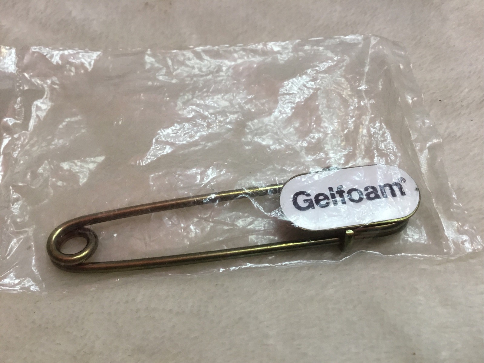 Vintage Gelfoam Pin, 1960’s Advertising Safety, Diaper Metal Pin – In Overwrap