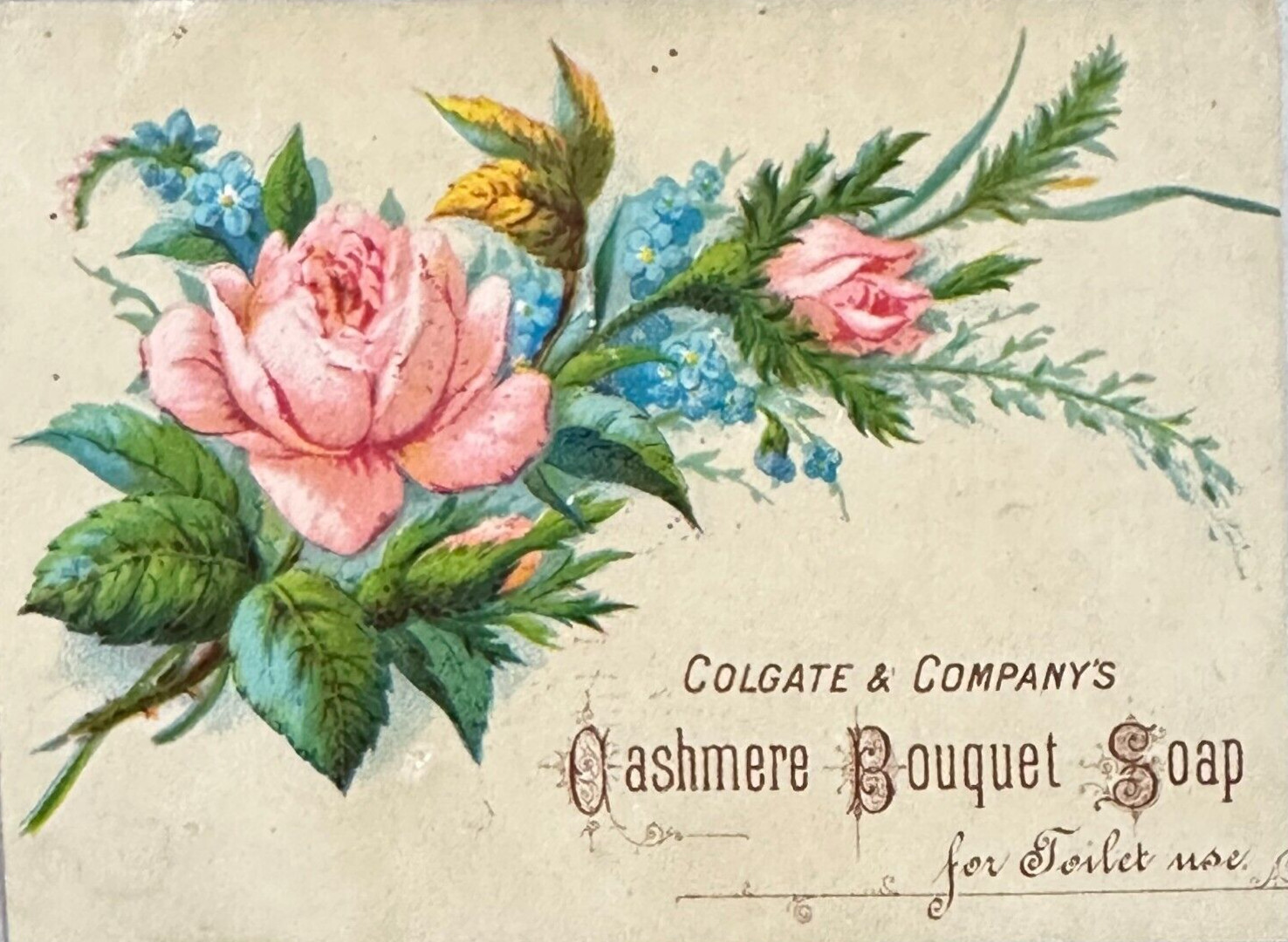Colgate & Company Cashmere Bouquet Soap for Toilet Use Victorian Trade Card
