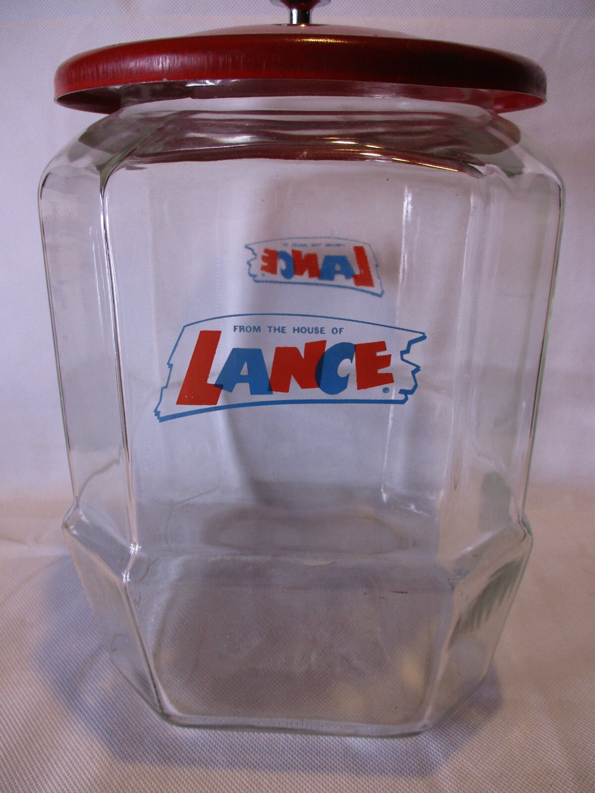 Lance Glass Crackers Candy Peanut Jar 1950’s Counter Display, From The House Of