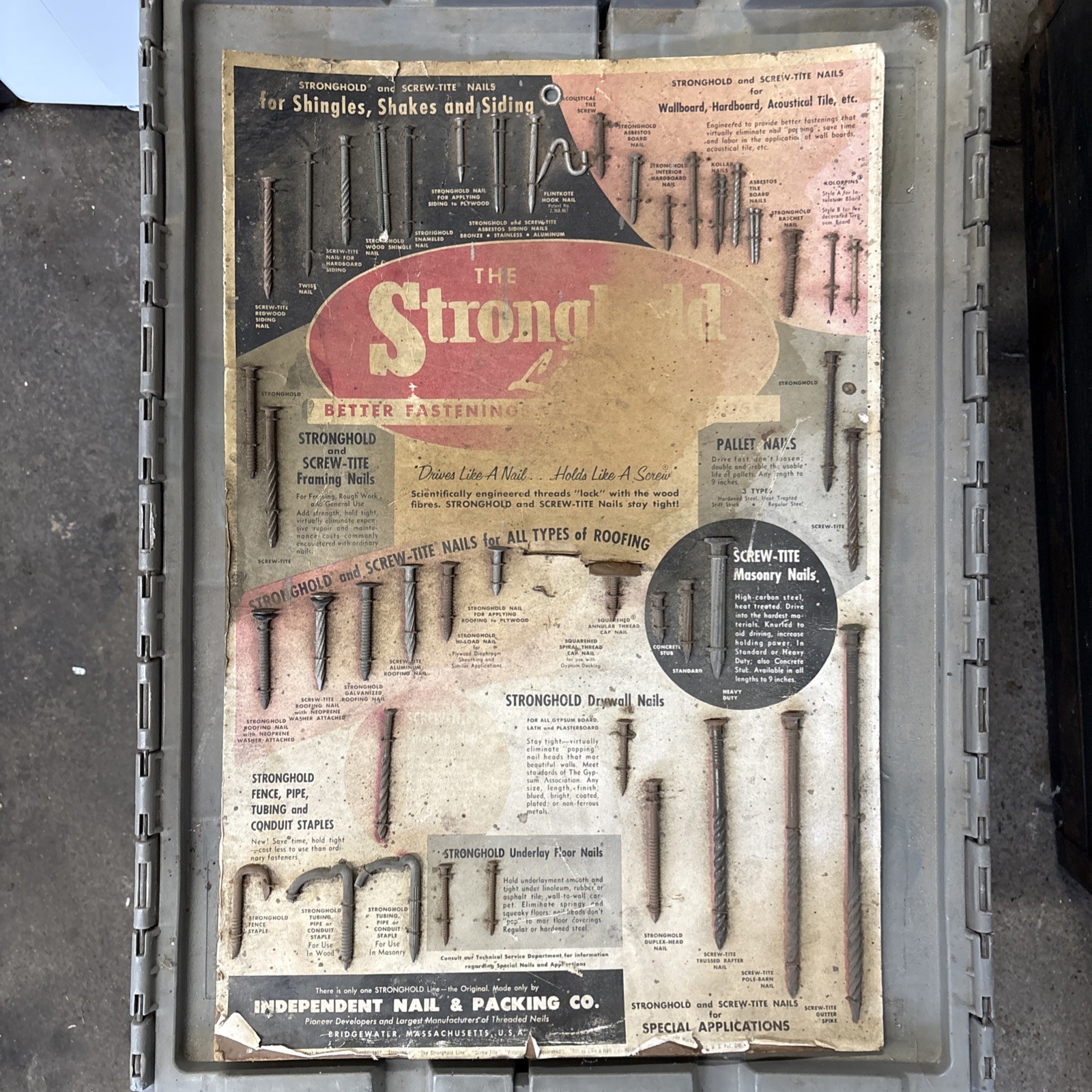 1960’s Stronghold & Screw-tite Nails for Special Applications Store Display Sign