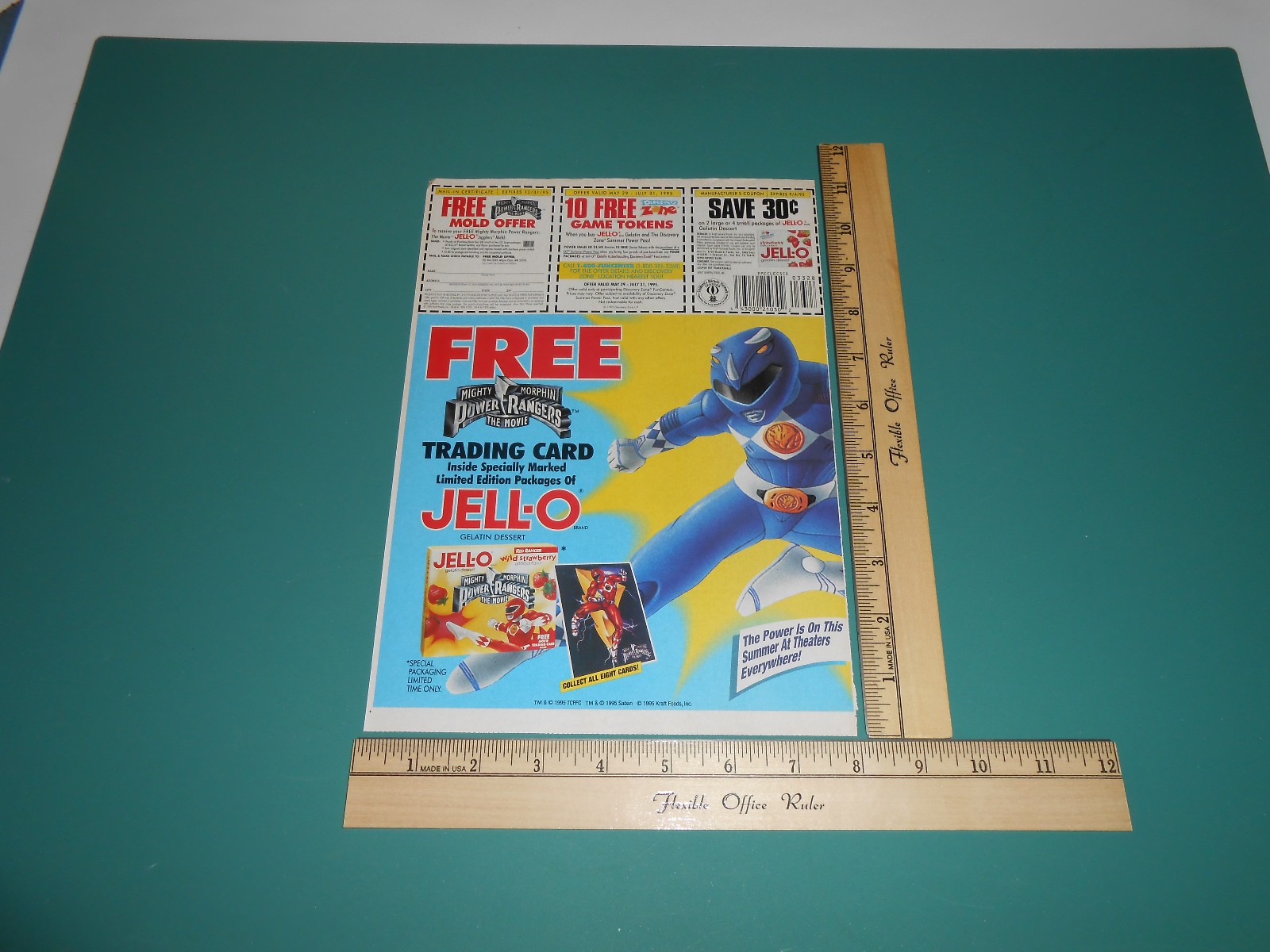 Vintage 1995 Power Rangers Jell-O Coupon Circular Print Ad Kids Super Heroes