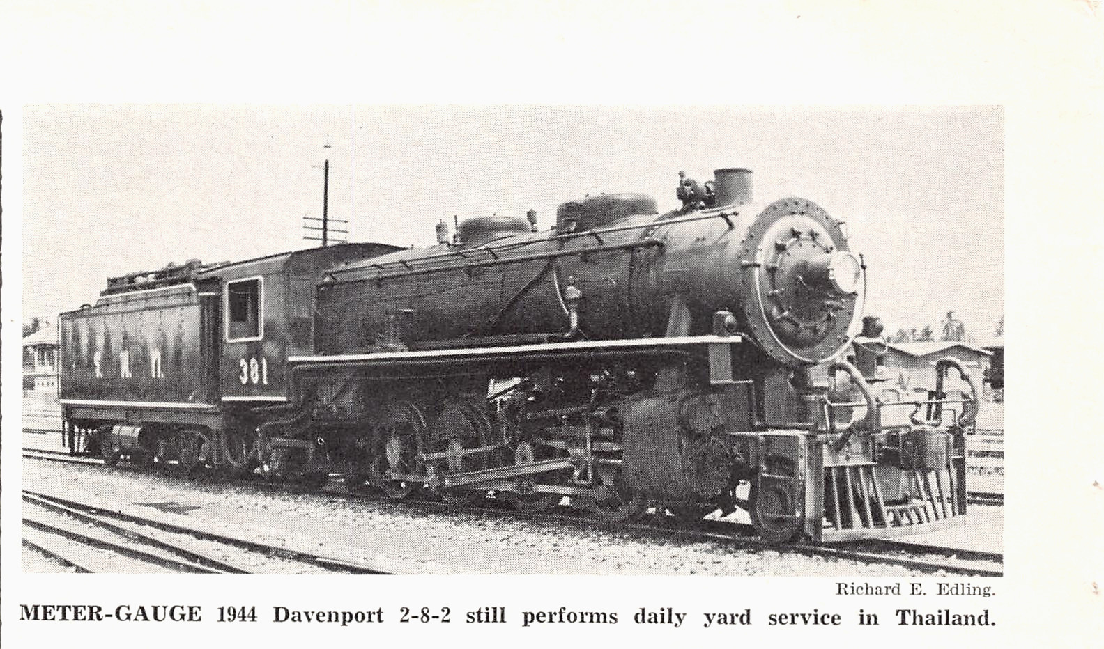 2-8-2 Davenport Meter Gauge Steam Train Thailand 1944 Switcher 5.2×3.2 Mag Image