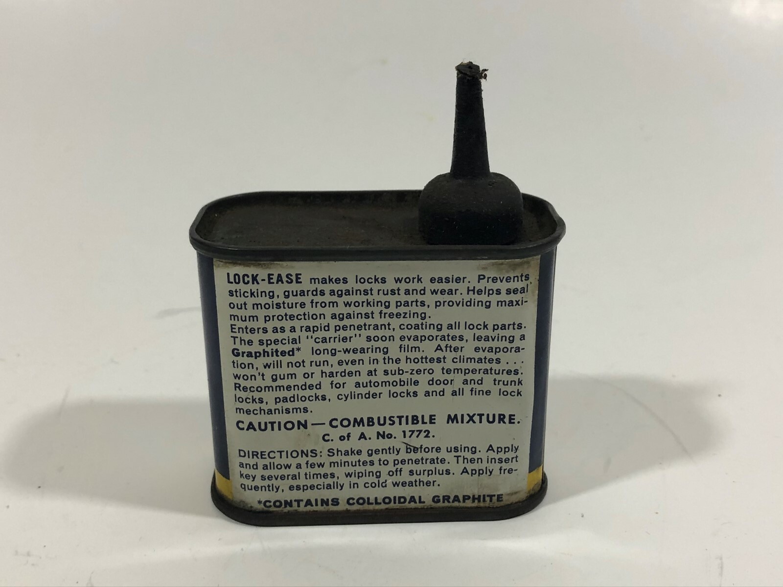 Lock-Ease Tin Empty Advertising Can American Grease Stick Co. 1948 Vintage 4 Oz.