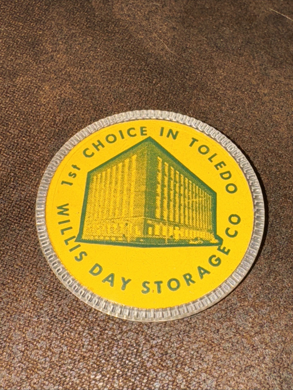 Willis Day Storage Moving Trucking Token Plastic Coin Toledo Ohio Yellow