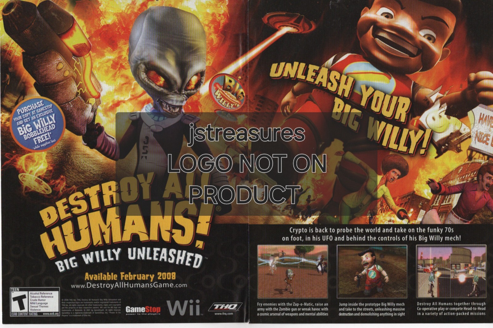 Destroy All Humans! Big Willy Unleashed 2-Page Vintage Print Ad from 2000s