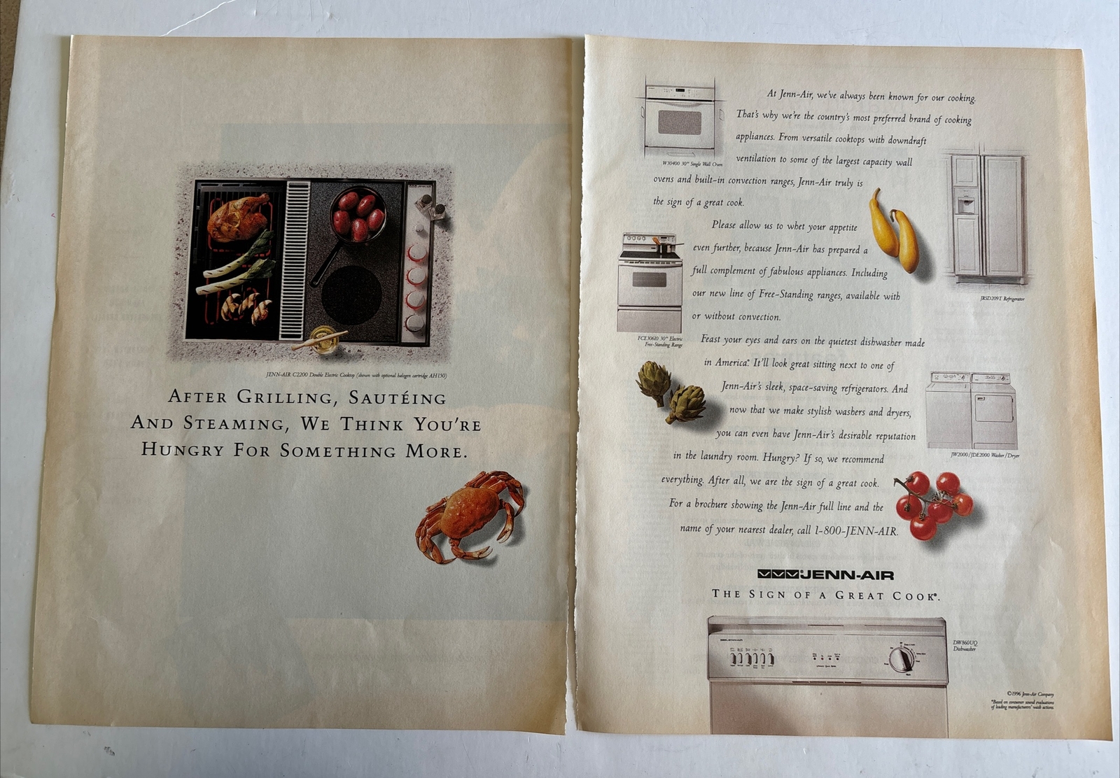 1995 Jenn-Air Collection Vintage Magazine Print Ad Advertisement 2 Page