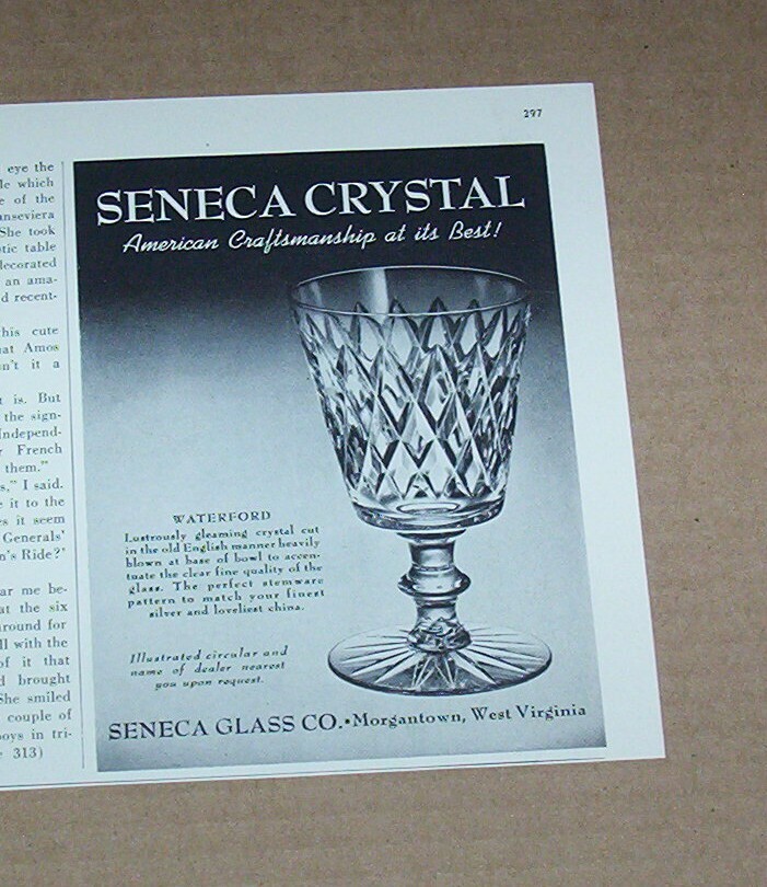 1951 print ad-Seneca Glass crystal Waterford glassware Morgantown WV advertising