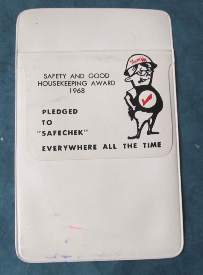 Vintage Safechek white & clear vinyl plastic pocket protector