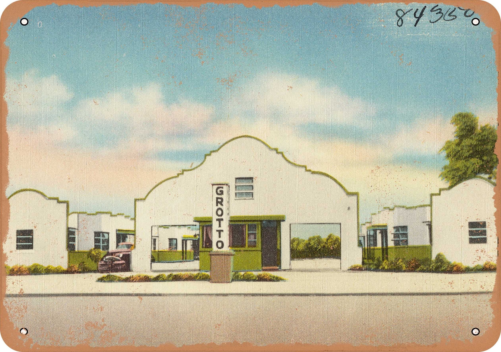 METAL SIGN – Florida Postcard – Grotto Motel, Jacksonville, Florida