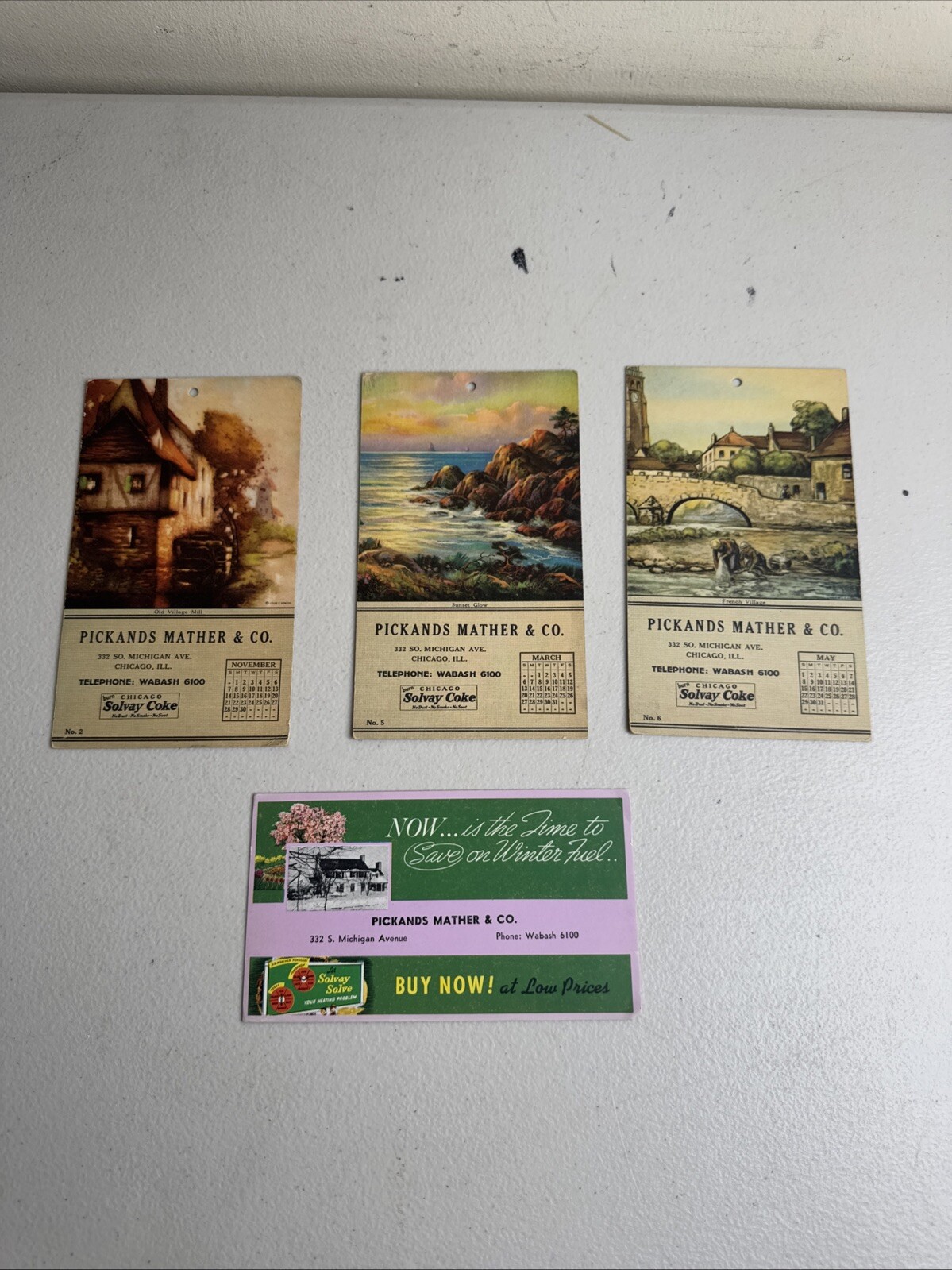 Vintage 1940’s Solvay Coke Advertising Calendars Lot Of 4 PICKANDS MATHER & CO.