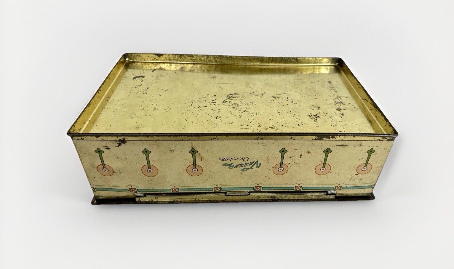 Antique Art Deco Candy Tin with Hinged Lid, ‘Mother of Mine’ Heavy Wear